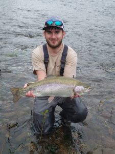 Ryan Scott with a 28" Rainbow at Lunkerfest 2017.